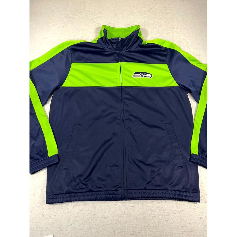 NFL Seattle Seahawks Jacket Mens S-L Blue Green G-III Turtle‎ Neck Zip Sweater